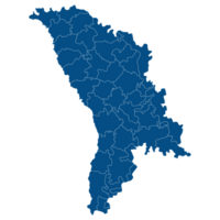 Moldova map. Map of Moldova in administrative provinces in blue color png