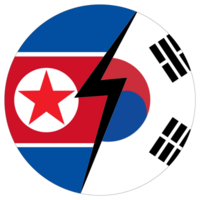 söder korea mot norr korea. flaggor av söder korea och norr korea i cirkel form png
