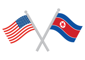 Stati Uniti d'America vs nord Corea. bandiera di unito stati di America e nord Corea su pennone png