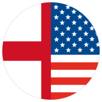 USA vs England. Map of United States of America and England in circle shape png