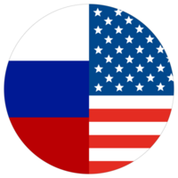 Stati Uniti d'America vs Russia. carta geografica di unito stati di America e Russia nel cerchio forma png