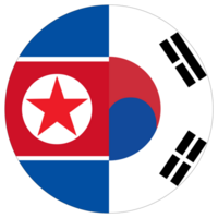 söder korea mot norr korea. flaggor av söder korea och norr korea i cirkel form png