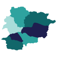 andorra mapa. mapa do andorra dentro administrativo províncias dentro multicolorido png
