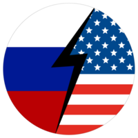 USA vs. Russland. Karte von vereinigt Zustände von Amerika und Russland im Kreis gestalten png