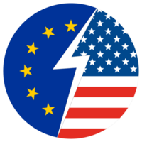 USA vs. EU. Karte von vereinigt Zustände von Amerika und das europäisch Union im Kreis gestalten png