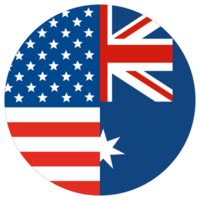 Stati Uniti d'America vs Australia. bandiera di unito stati di America e Australia nel cerchio forma png