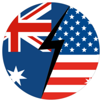 USA vs Australia. Flag of United States of America and Australia in circle shape png