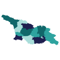 geórgia mapa. mapa do geórgia dentro administrativo províncias dentro multicolorido png