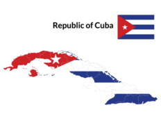 Map of Cuba with national flag of Cuba. png
