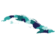 Cuba map. Map of Cuba in administrative provinces in multicolor png