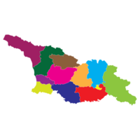 Georgia map. Map of Georgia in administrative provinces in multicolor png