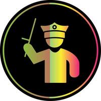 Policeman Holding Stick Glyph Due Color Icon vector