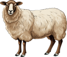 AI generated sheep illustration isolated on transparent background. png
