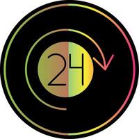 Open 24 Hours Glyph Due Color Icon vector