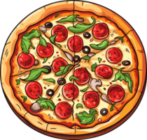 AI generated pizza illustration isolated on transparent background. png