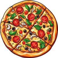 AI generated pizza illustration isolated on transparent background. png