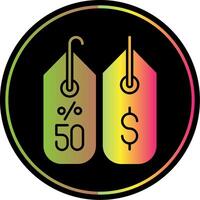 50 por ciento glifo debido color icono vector