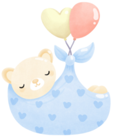 Bear sleep float with balloons png