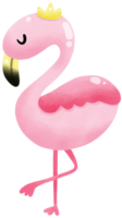 Pink flamingo with crown png