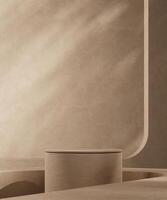 the beige podium with minimal backdrop, blur shadow background, abstract mockup for product or sales presentation. 3d rendering photo