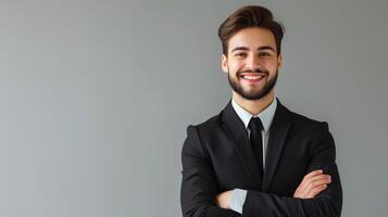 AI generated Close-up, portrait of successful businessman posing, Generative AI photo