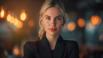 AI generated Close-up, portrait of successful businesswoman posing, Generative AI photo