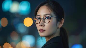 AI generated Close-up, portrait of successful businesswoman posing, Generative AI photo