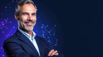 AI generated Close-up, portrait of successful businessman posing, Generative AI photo