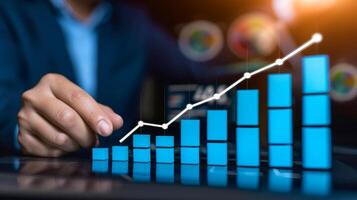 AI generated Close-up, Business analysis data screen and economic growth with financial graph, Generative AI photo