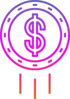 Dollar Coin Line Gradient Icon vector