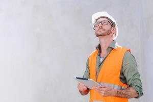 engineer male construction builder. portrait profile professional worker photo
