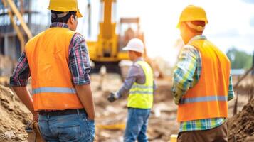 ai generado inteligente civil arquitecto ingeniero trabajando en construcción sitio. Ingenieria concepto, generativo ai foto