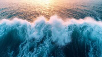 ai generado de cerca, hermosa mar ondas, playa fondo, generativo ai foto