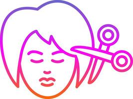 Woman Hair Line Gradient Icon vector