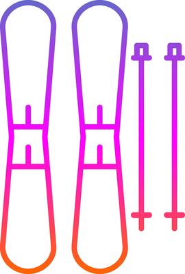 Skis Line Gradient Icon