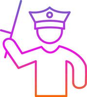 Policeman Holding Stick Line Gradient Icon vector