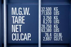 text details shown on a CSC plate by the Convention for Safe Containers for transport cargo shipping photo