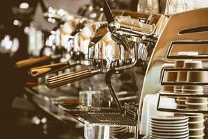 luxury elegant coffee machine. espresso machine beautiful image for cafe decoration photo