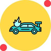 Accident Car In Fire Vector Icon