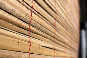 Traditional brown wooden blinds photo