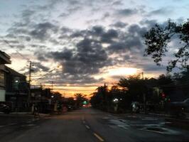 Highway with beautiful view of sunset photo