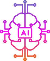 icono de gradiente de línea de inteligencia artificial vector