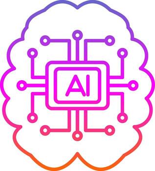 icono de gradiente de línea de inteligencia artificial vector