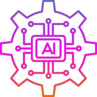 icono de gradiente de línea de inteligencia artificial vector