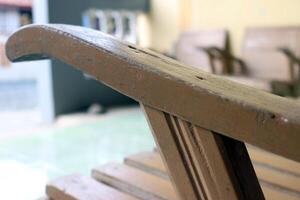 Close up view of vintage wooden chairs photo