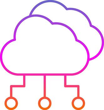 icono de gradiente de línea de computación en la nube vector