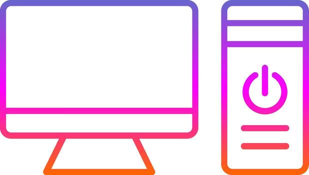icono de gradiente de línea de computadora vector