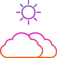 Clouds And Sun Line Gradient Icon vector