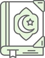 Corán verde ligero relleno icono vector