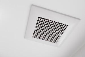 Toilet air ventilator.Bathroom fan air flow grill for room deodorizing and dehumidifying. photo